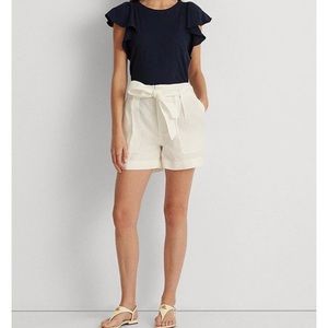 Lauren Ralph Lauren Tie Belted High Rise Shorts